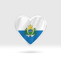 Heart from San Marino flag. Silver button heart and flag template. Easy editing and vector in groups. National flag vector illustration on white background.