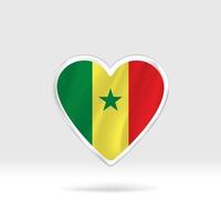 Heart from Senegal flag. Silver button heart and flag template. Easy editing and vector in groups. National flag vector illustration on white background.