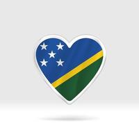 Heart from Solomon Islands flag. Silver button heart and flag template. Easy editing and vector in groups. National flag vector illustration on white background.