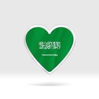 corazón de la bandera de Arabia Saudita. corazón de botón plateado y plantilla de bandera. fácil edición y vector en grupos. Ilustración de vector de bandera nacional sobre fondo blanco.