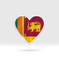 Heart from Sri Lanka flag. Silver button heart and flag template. Easy editing and vector in groups. National flag vector illustration on white background.