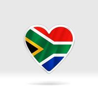 Heart from South Africa flag. Silver button heart and flag template. Easy editing and vector in groups. National flag vector illustration on white background.