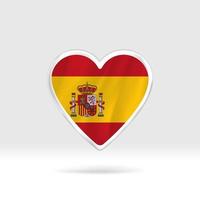 corazón de la bandera de españa. corazón de botón plateado y plantilla de bandera. fácil edición y vector en grupos. Ilustración de vector de bandera nacional sobre fondo blanco.