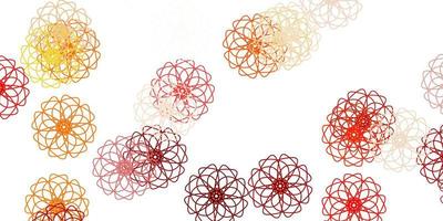 Light orange vector doodle texture with flowers.