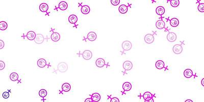 Light Pink vector backdrop with woman's power symbols.