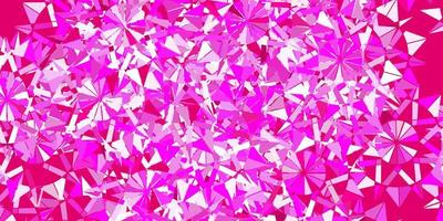 patrón de vector rosa claro con copos de nieve de colores.