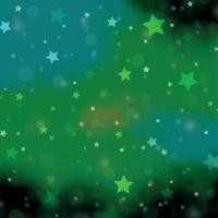 Fondo de vector azul claro, verde con círculos, estrellas.