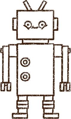 Crazy Robot Charcoal Drawing