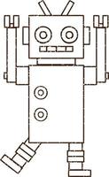 Crazy Robot Charcoal Drawing vector