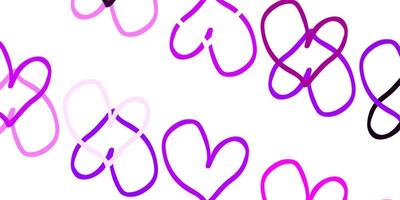 Light Purple, Pink vector background with Shining hearts.