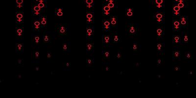 Fondo de vector rojo oscuro con símbolos de mujer.