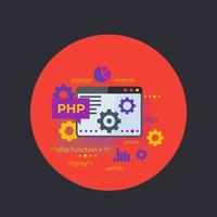 PHP programming, coding vector illustration