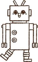 Crazy Robot Charcoal Drawing vector