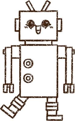 Crazy Robot Charcoal Drawing