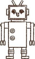 Crazy Robot Charcoal Drawing vector