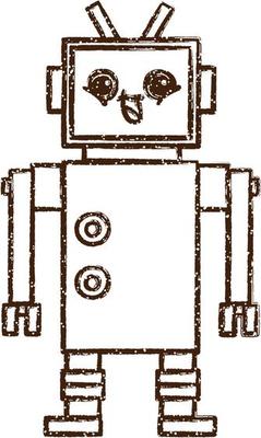Crazy Robot Charcoal Drawing