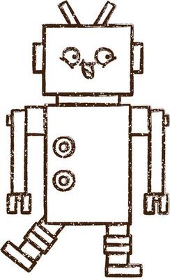 Crazy Robot Charcoal Drawing