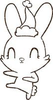 Festive Rabbit Charcoal Drawing vector