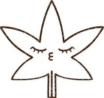 dibujo al carboncillo de hoja de cannabis vector