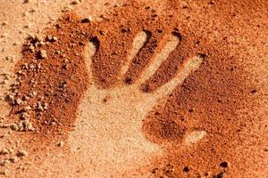 hand shape on sand like aboriginal art style photo