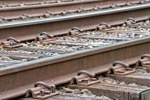 Railroad tracks detail close up photo