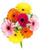 above view of posy with gerbera flowers isolated photo