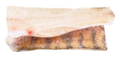 two portion of frozen zander fish fillet isolated photo