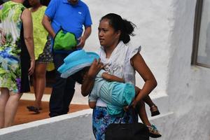 AITUTAKI, COOK ISLAND - AUGUST, 27 2017 - Local people at the mass photo