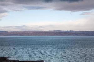 pink dawn on Dead Sea coast photo