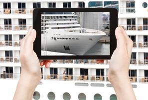tourist photographs of big cruise liner photo