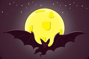 Halloween celebration with full moon and bats in October vector