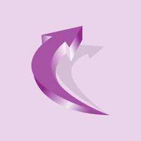 purple 3d arrow vector with a shadow