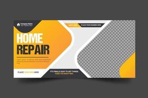 Construction and house renovation services social media post and web banner design template vector