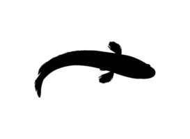 Snake Head Fish, freshwater perciform fish family Channidae, Silhouette for Logo, Pictogram or Graphic Design Element. Vector Illustration