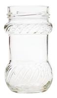 side view of open decorated glass jar photo