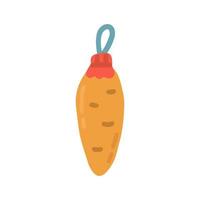 Toy Christmas tree decoration in the form of carrot, vector flat illustration on white background