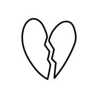 Broken heart, doodle. Isolated on white background vector