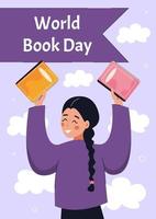 World book day poster. Concept of reading, development, education. Vector flat illustration.