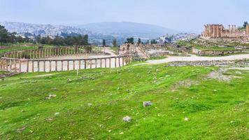 view of oval forum in Gerasa town and Jerash city photo