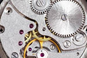 detail of mechanical wristwatch close up photo