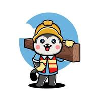 Cute husky construction worker cartoon vector