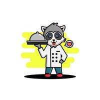 lindo personaje de la mascota del chef mapache vector