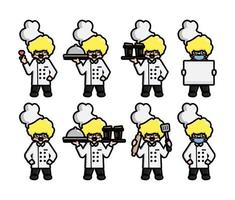 Set of Cute Chef vector