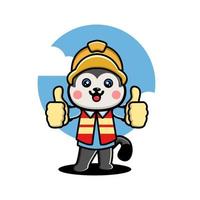 lindo, husky, trabajador de la construcción, caricatura vector