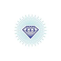 Creative diamond stone logo and icon design template. Simple flat vector illustration of blue sparkling glass beauty crystal, gem jewelry. Minimalist line art a symbol of luxury. White background.