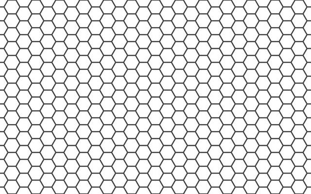 Honeycomb line art background. Simple beehive seamless pattern. Vector illustration of flat geometric texture symbol. Hexagon, hexagonal sign or cell icon. Honey bee hive, black and white color.
