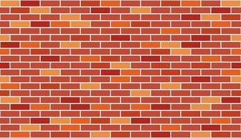 Red brick wall background. Multicolored geometric seamless pattern texture. Simple flat vector, arranged rectangular shape. Illustration of brown concrete brick, building materials, house walls. vector