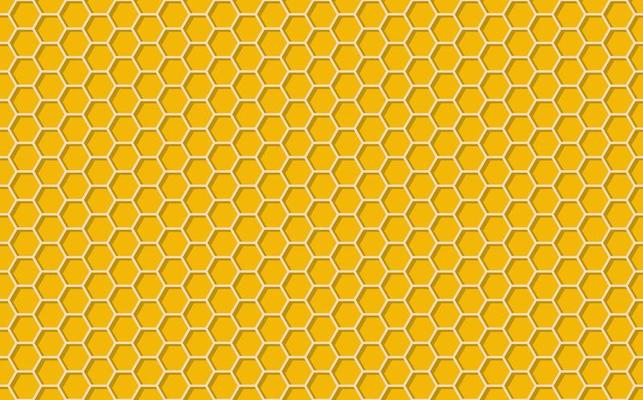 Honeycomb background. Beehive seamless pattern. Vector illustration of flat geometric texture symbol. Hexagon, hexagonal raster, sign or mosaic cell icon. Honey bee hive, golden orange yellow.
