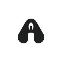 Logo letter A or triangle with a burning candle. Combination of alphabet letter design vector icons with objects. Creative ideas for simple logo illustrations.