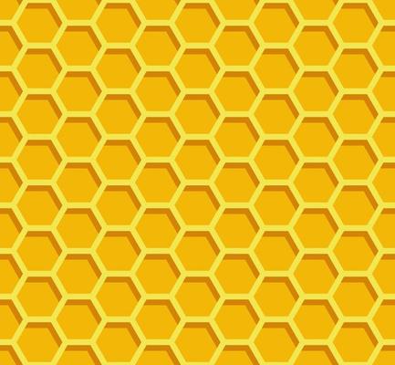 Honeycomb background. Beehive seamless pattern. Vector illustration of flat geometric texture symbol. Hexagon, hexagonal raster, sign or mosaic cell icon. Honey bee hive, golden orange yellow.